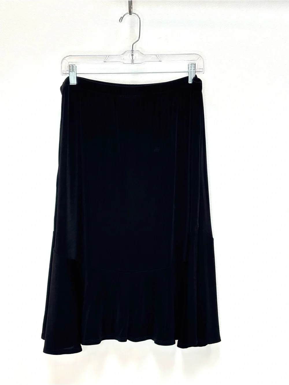 Chico's Travelers Vintage Tiered Trumpet Skirt Size 3 XL Slinky Knit Black Y2K